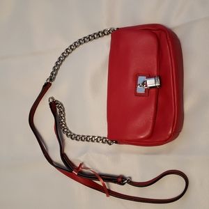 Calvin Klein Red Leather Small Crossbody Bag